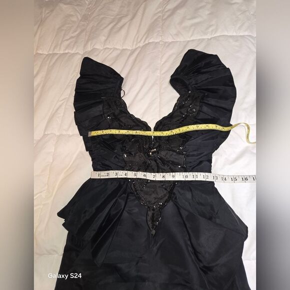 Vintage 80s Climax David Howard Karen Okada Black Sequin Prom Formal Dress Gown. - Picture 5 of 17